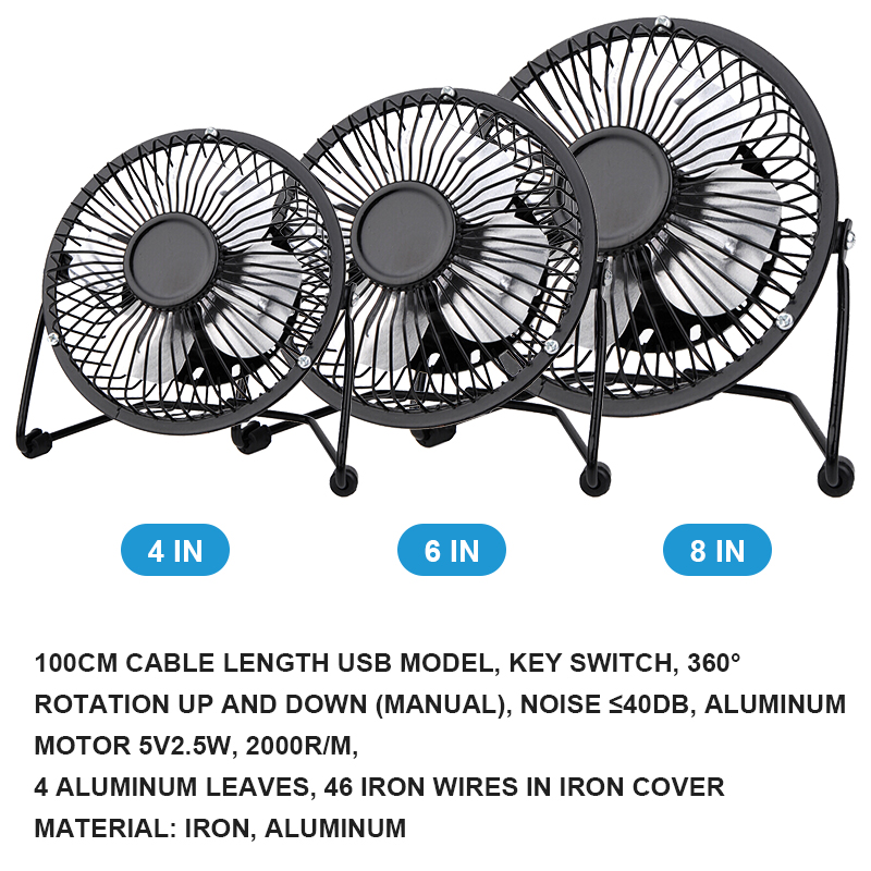 Portable Mini USB Cooling Fan 360 Small Desktop Desk Quiet Computer 4 Inch