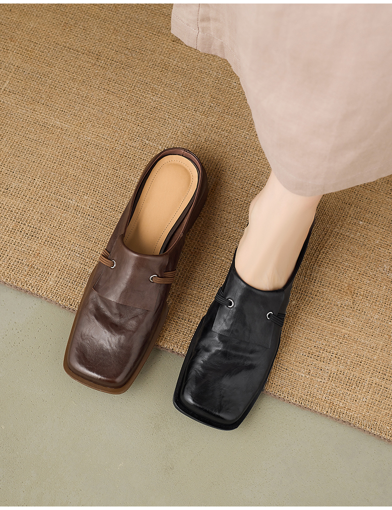 Full-Grain Calfskin Slip-On Slides - Sarah Express