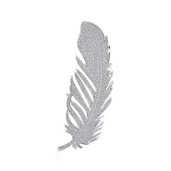 Korean Style Temperament Full Diamond Feather Brooch Female High End Suit Corsage - Silver - View 1