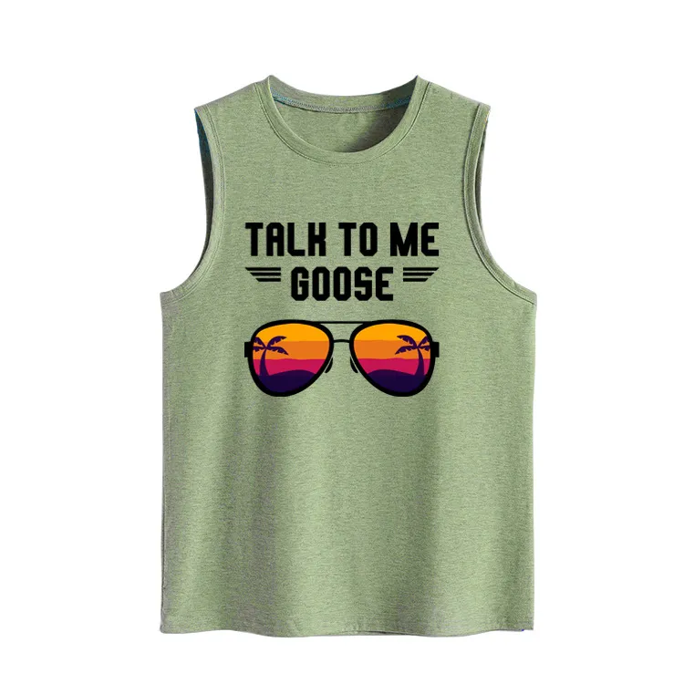 Letter Sleeveless Strap European And American Women's Top - Olive