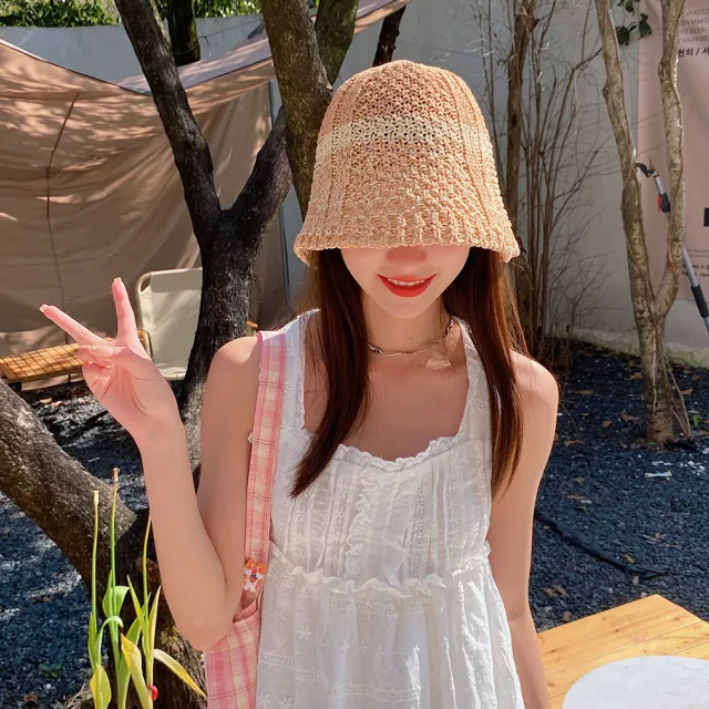 Women's Fashion Hollow Sunshade Breathable Fisherman's Hat Khaki - Shop at LoveMi