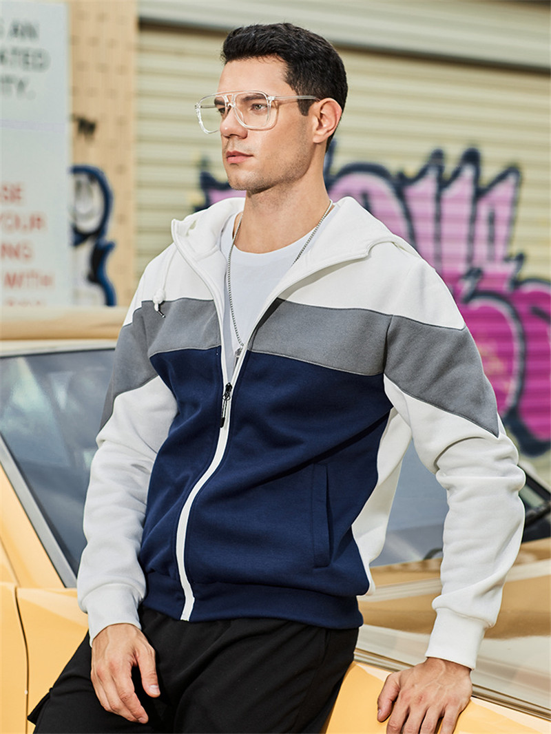 Color Block Cardigan Sweater Youth Loose Men's Color Contrast Fashion Jacket