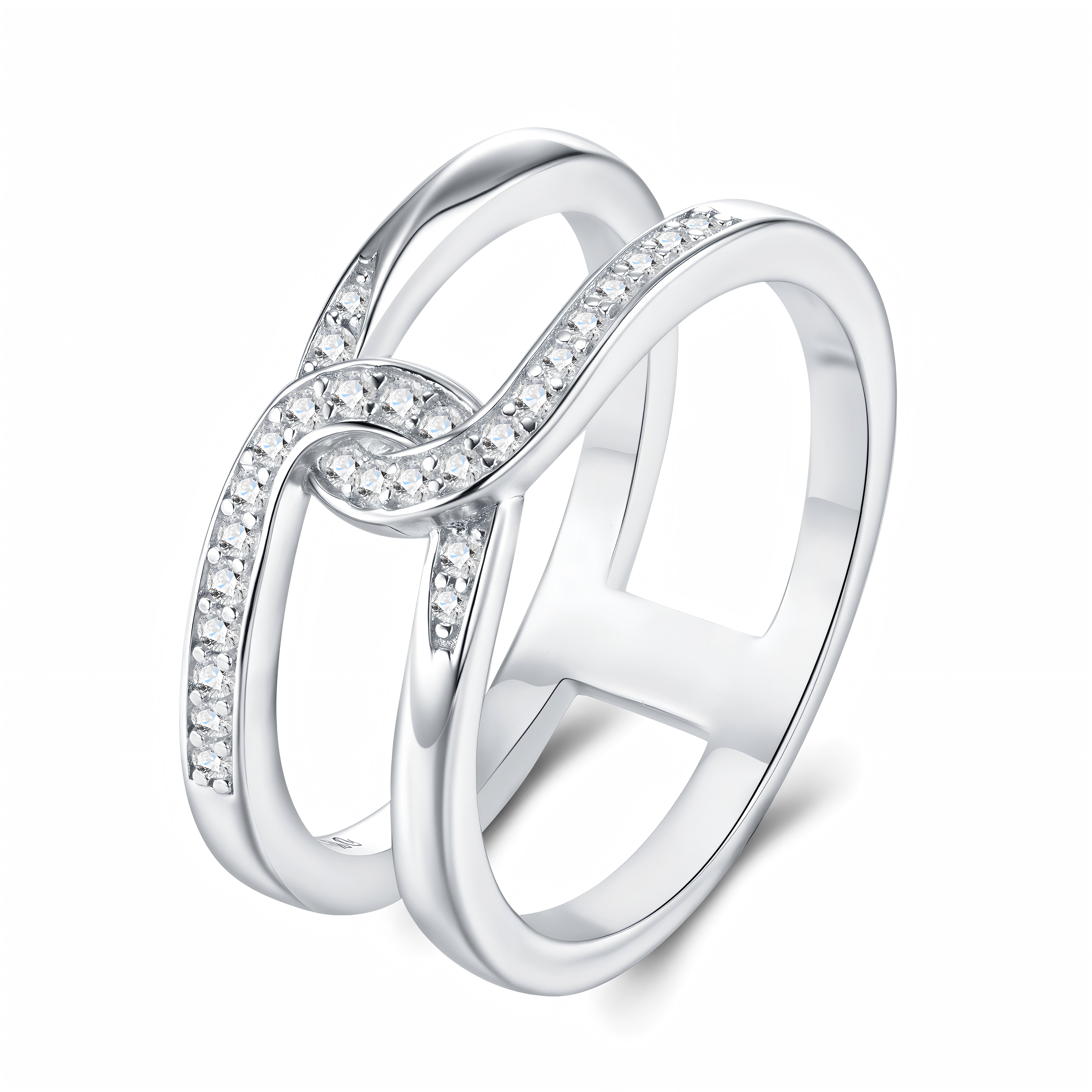 Platinum-Plated Silver Moissanite Ring