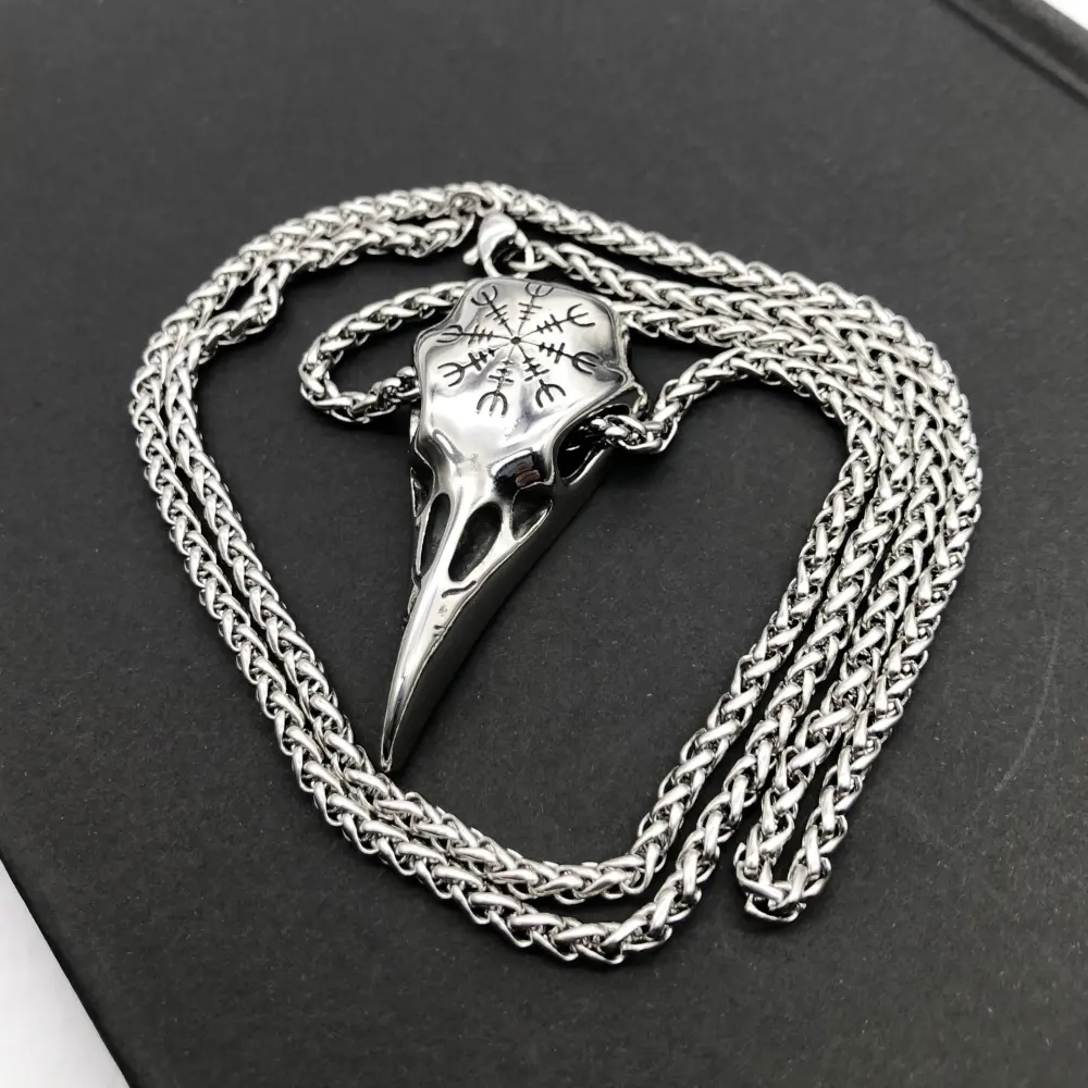 Mens Fashionable Vintage Viking Symbol Skull Eagle Beak Pendant