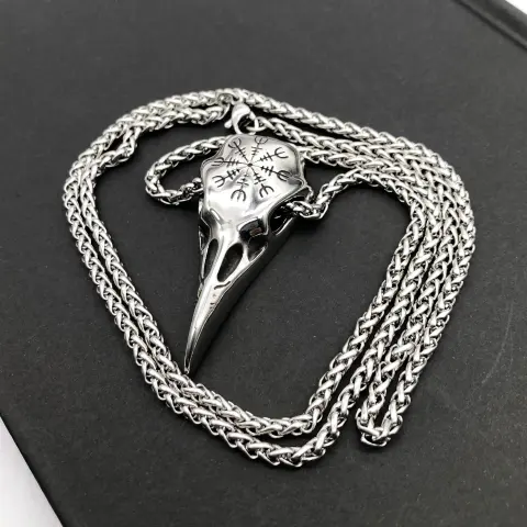 Mens Fashionable Vintage Viking Symbol Skull Eagle Beak Pendant