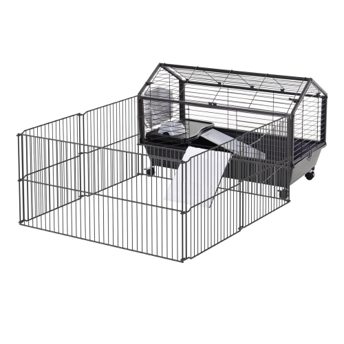 Small Animal Play Fence Cage With Rolling Casters, Water Bottle Black - Shop at LoveMi