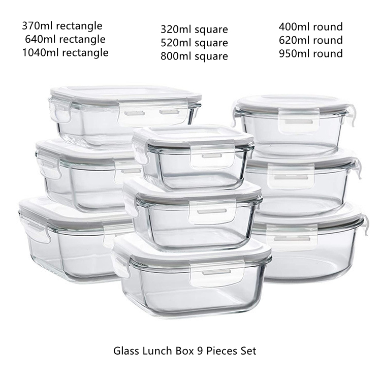 Glass Lunch Box 9Pieces Set