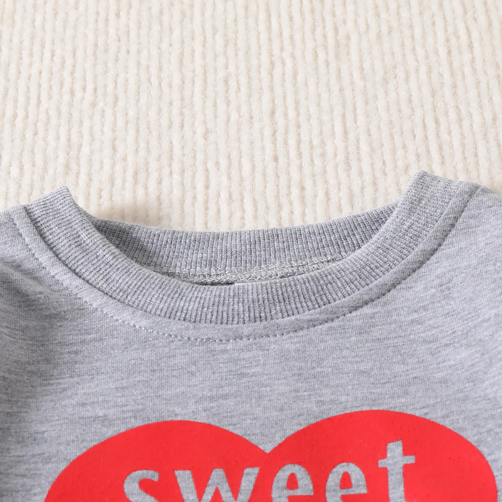 Letter Love Sweater Velvet Flared Pants Girls Two-piece Set