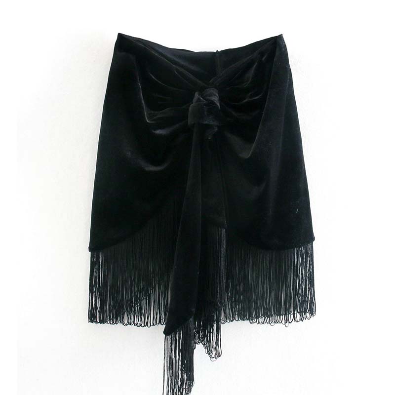 Title 2, European and American autumn velvet fringed ski...