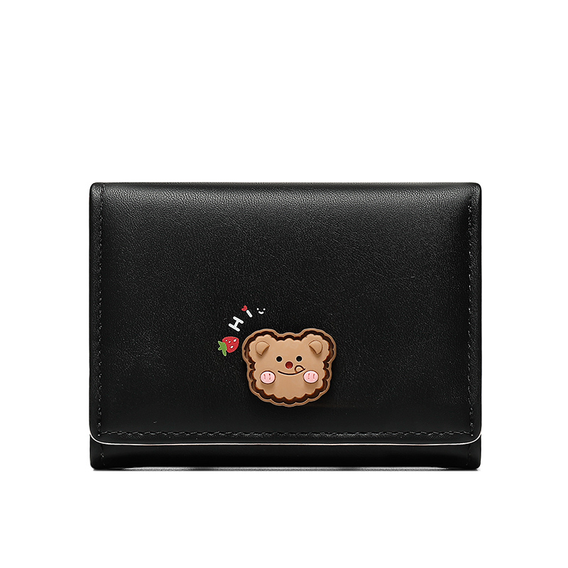 Women's Niche Design Tri fold Thin Cute Coin Purse Black - Shop at LoveMi