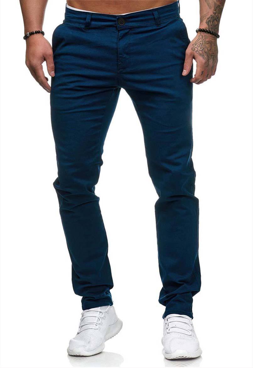 Title 8, Heren effen casual slim fit broek met rechte pi...