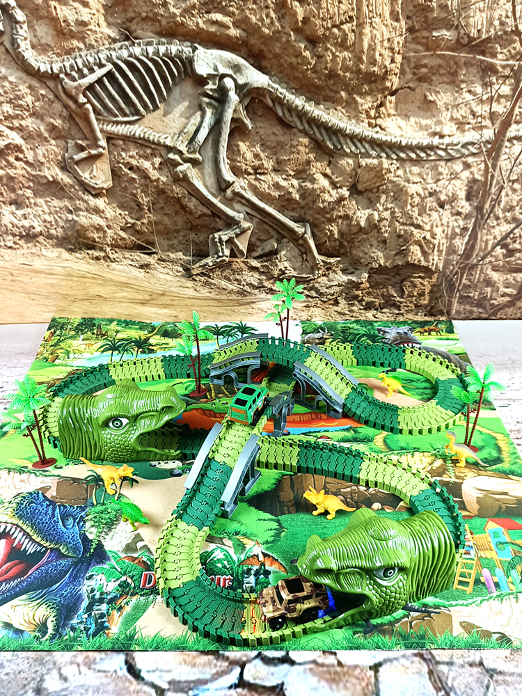 Children's Electric Assembled Track Racing Simulation Animal Tyrannosaurus Dinosaur Toy Puzzle Boy Gift