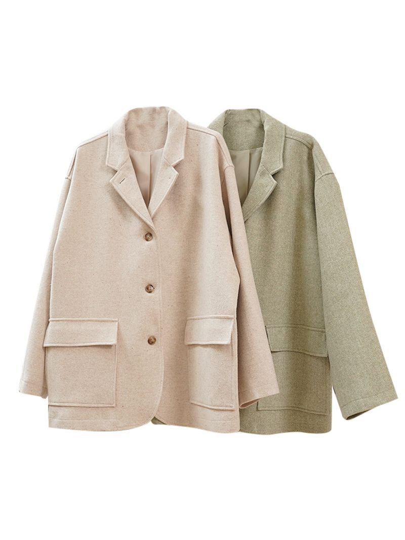 Title 2, Retro Lapel Collar Wool Loose-fit Comfortable Coat