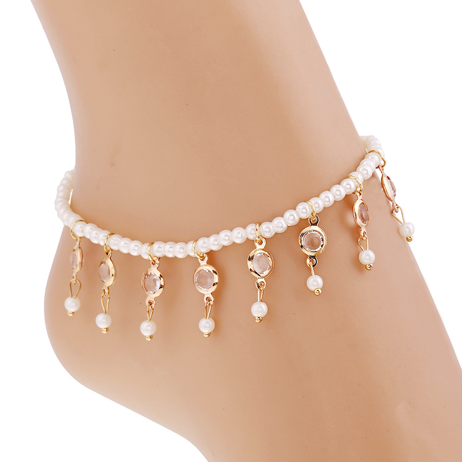 Title 6, Beach Pearl Cristal Tassel Elastic Anklet