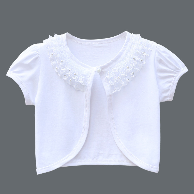 Girls Cotton Shirt With Cotton Lace