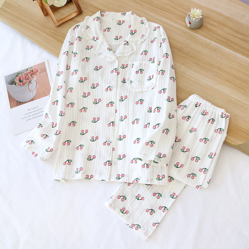 Title 5, Womens Spring And Autumn Jacquard Cotton Pajamas