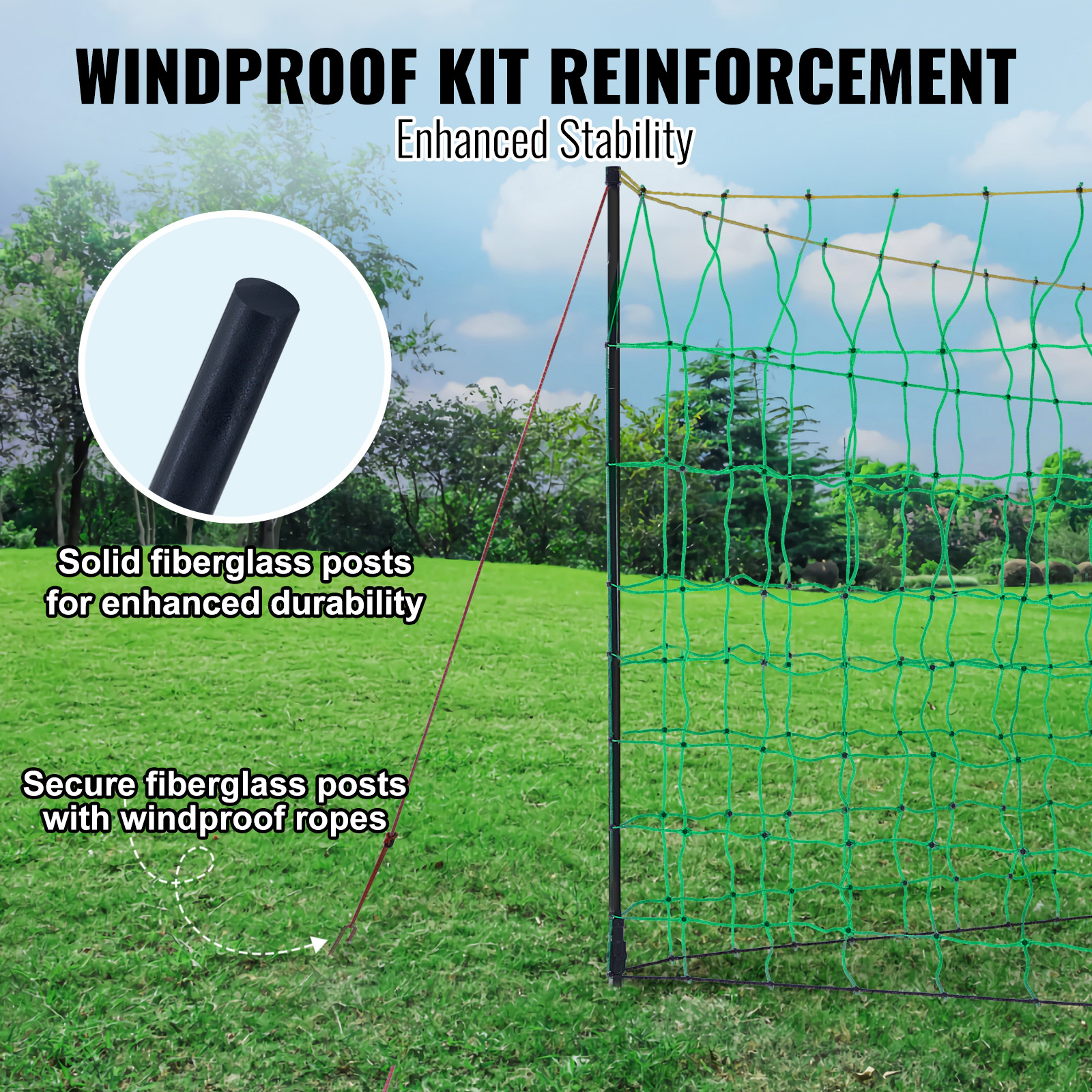 VEVOR Electric Fence Netting, 35 H X 164inch L, PE Net Fencing With Posts & Double Spiked... thumbnail 1