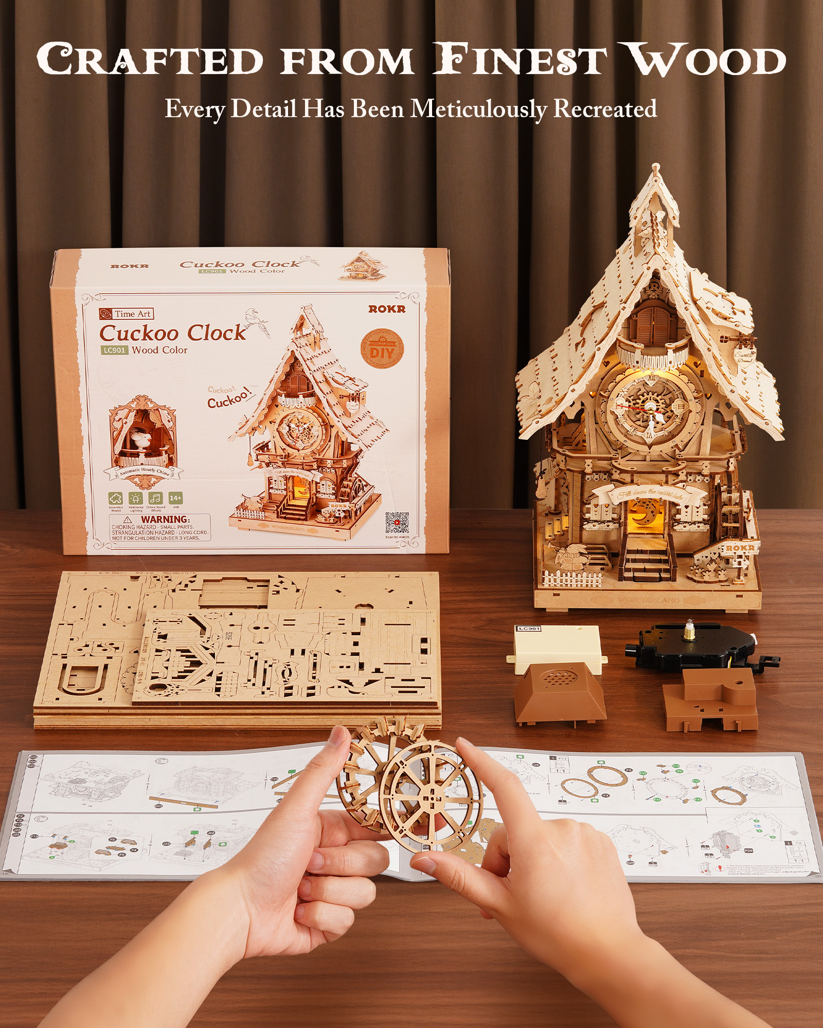 ROKR 3D Wooden Cuckoo Clock Puzzle