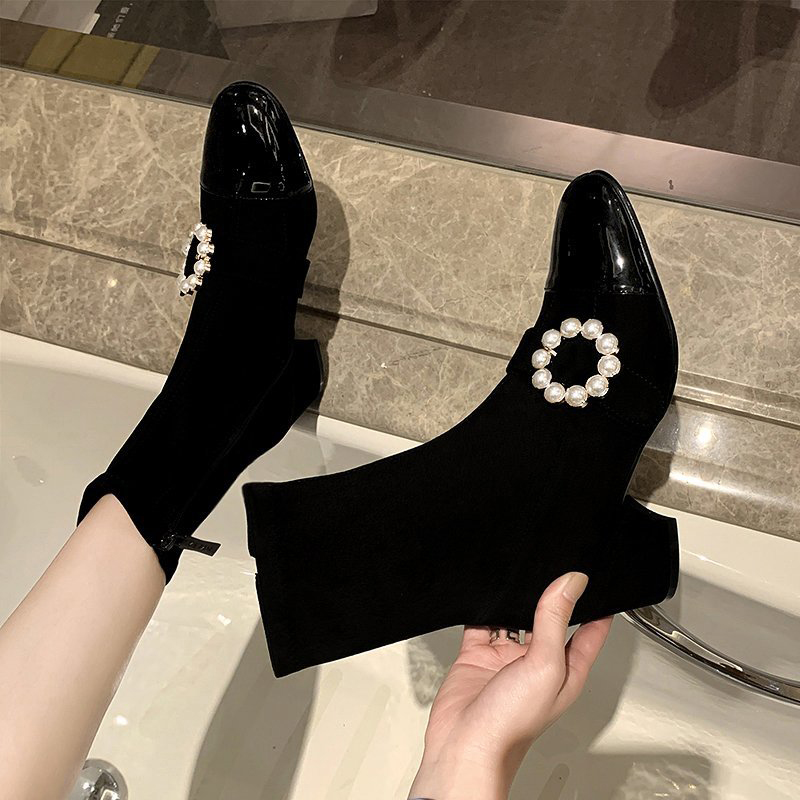 All-match  Thin Women's Boots Thick Heels High Heels Autumn And Winter Boots