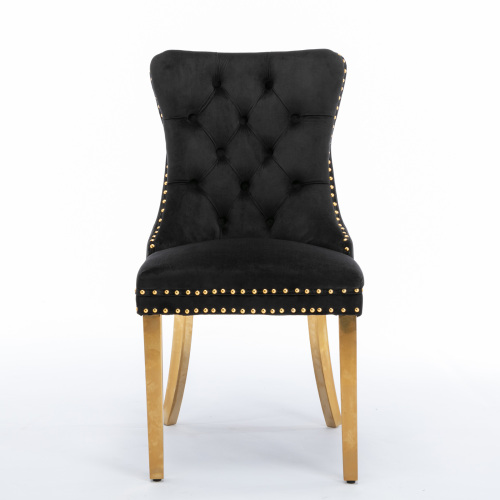 High-end Tufted Solid Wood Contemporary Velvet Upholstered Dining Chair With Golden Stainless Steel… image 5