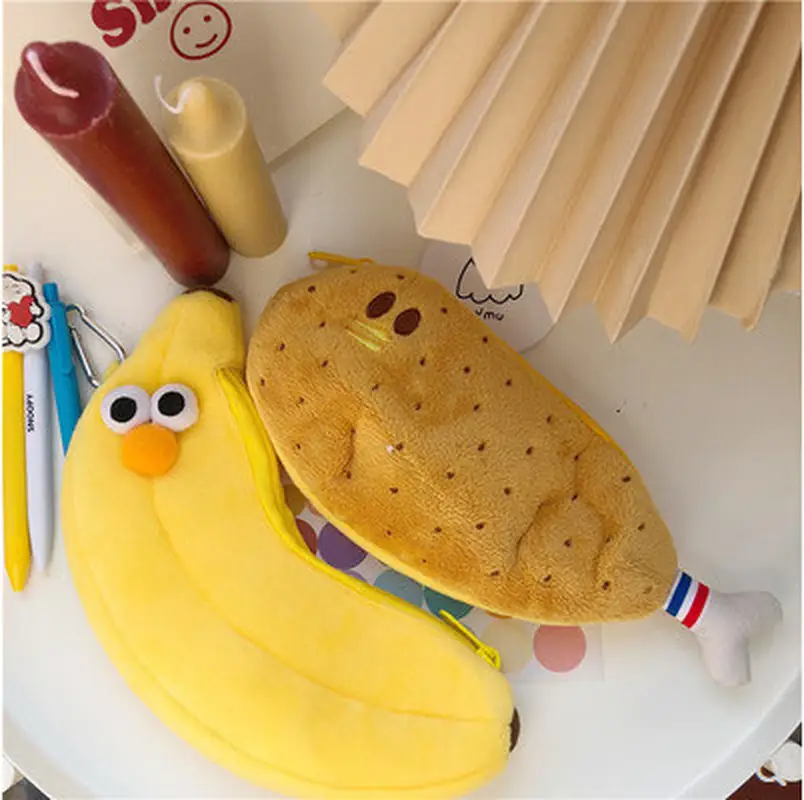 Cute Girl Heart Super Cute Chicken Thigh Plush Pencil Case