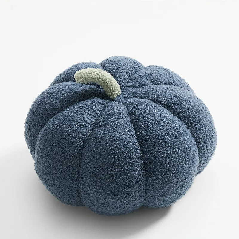 Nordic Pumpkin Round Pillow Plush Pillow Knitted Yarn - Lake Blue