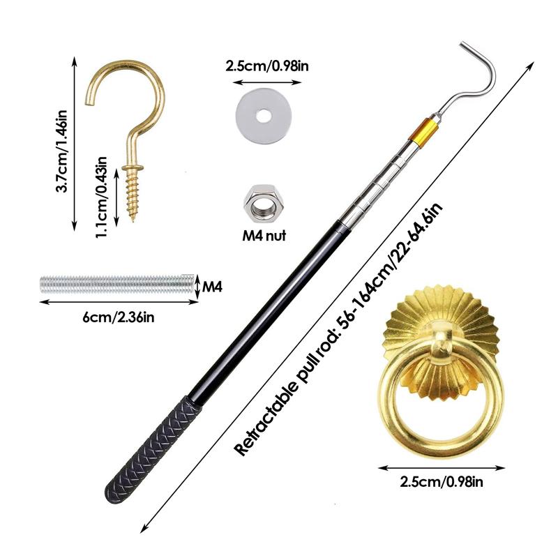 Attic Ladder Pull Down System Kit Loft Pole With Hook — image 8