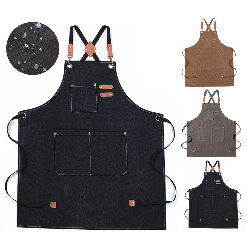 Kitchen Cooking BBQ Plain Denim Canvas Pocket Apron Butcher