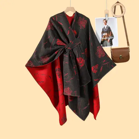 Women's Solid Hooded Split Shawl