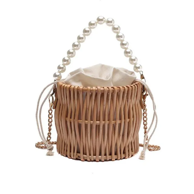 New Style Western Fashion Messenger Handbag All match Pearl Chain Shoulder Bag Khaki - Shop at LoveMi