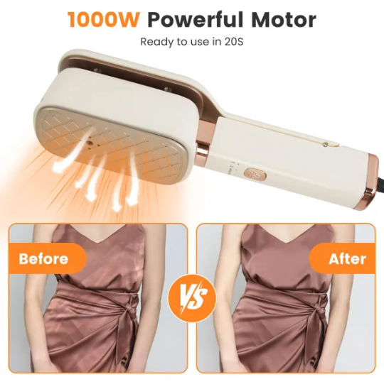3 In 1 Travel Steamer For Clothes, 1000W Handheld Garment Steamer With 180 Rotating Head - Flat Iron, Hanging & Clip Steamer, Dry Wet Ironing, 20OZ Leak-Proof Tank, Lightweight For Travel Hom