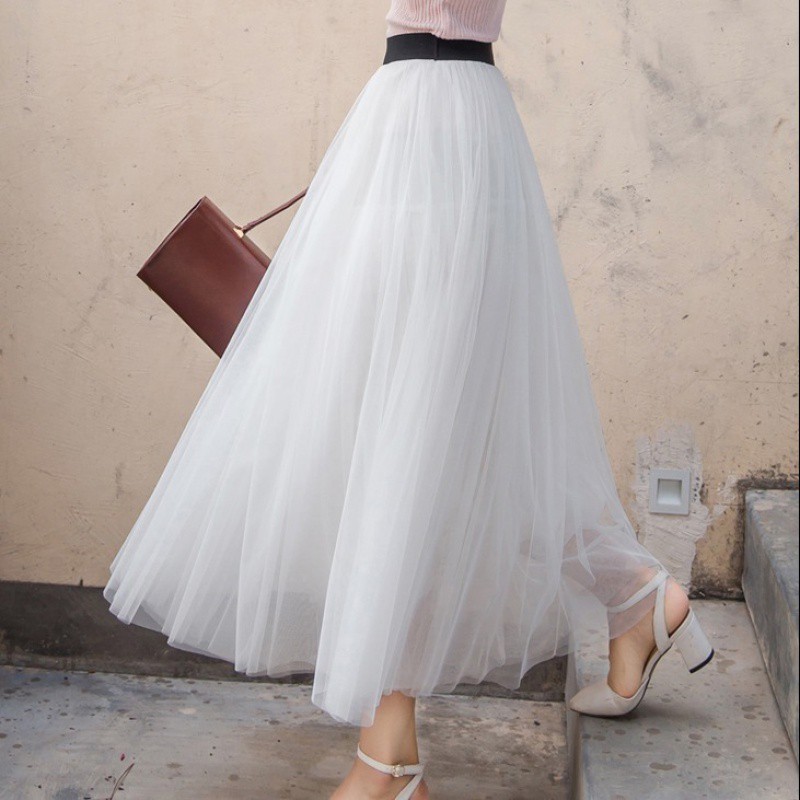 Net Yarn Half-length New Large Swing Word Yarn Skirt Mid-length