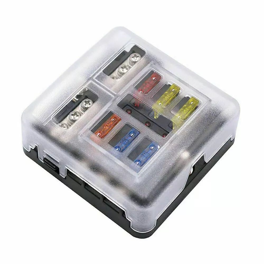 6 Way Blade Fuse Box Block FuseBox Holder Auto Marine Bus Bar Car Kit 12V-32V - Image 1