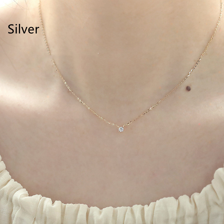 925 Sterling Silver 14k Gold Plated Solitaire Necklace