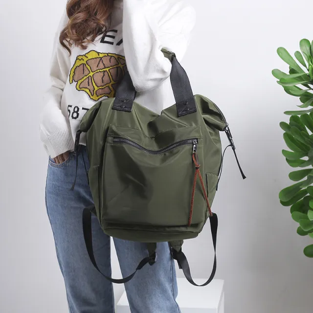 Fashion Nylon Waterproof Backpack Women Large Capacity Schoolbags Casual Solid Color Travel Laptop Backpack Teen Girls Bookbags Green - Shop at LoveMi