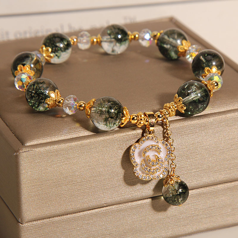 Green Ghost Crystal Bracelet Female Rose Pendant