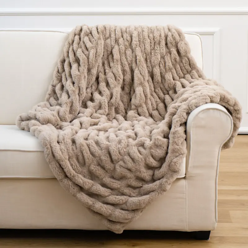 Sofa Blanket Soft Upholstery Stretch Rabbit Fur