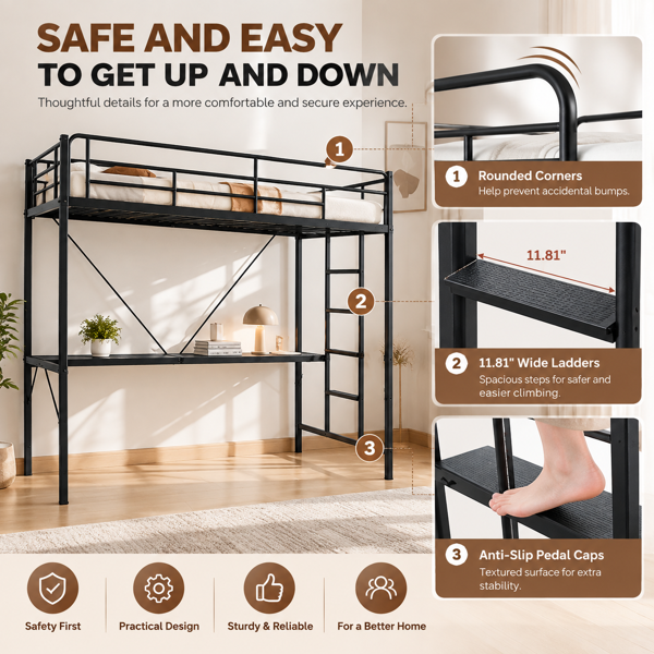 Full Size Metal Loft Bed, picture 3 of 4