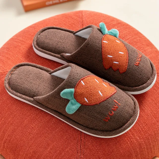 Cotton Slippers Ladies Floor Home Non slip Thick soled Warm Couple Slippers Brown - Shop at LoveMi