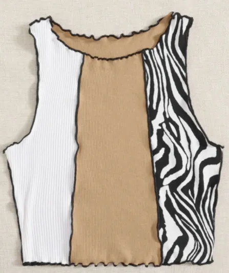 Women's Pit Striped Vest Bottoming Short Back Knitted Colorblock Top Khaki - Shop at LoveMi