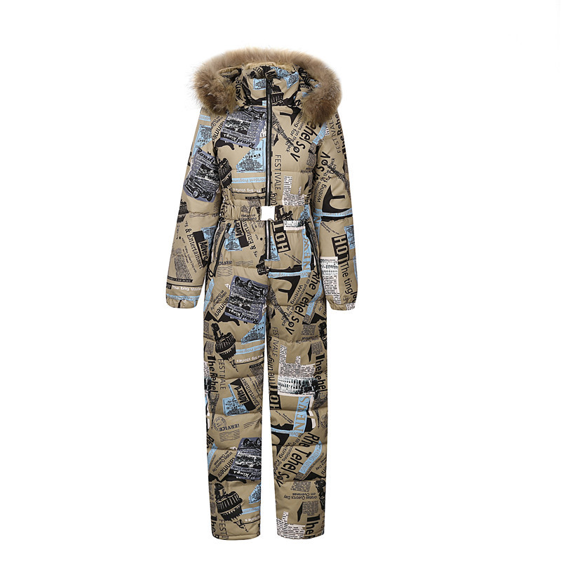 Fashionable Women's Waist Waist Slimming Shiny Cotton Coat Coffee Newspaper Flower - Shop at LoveMi