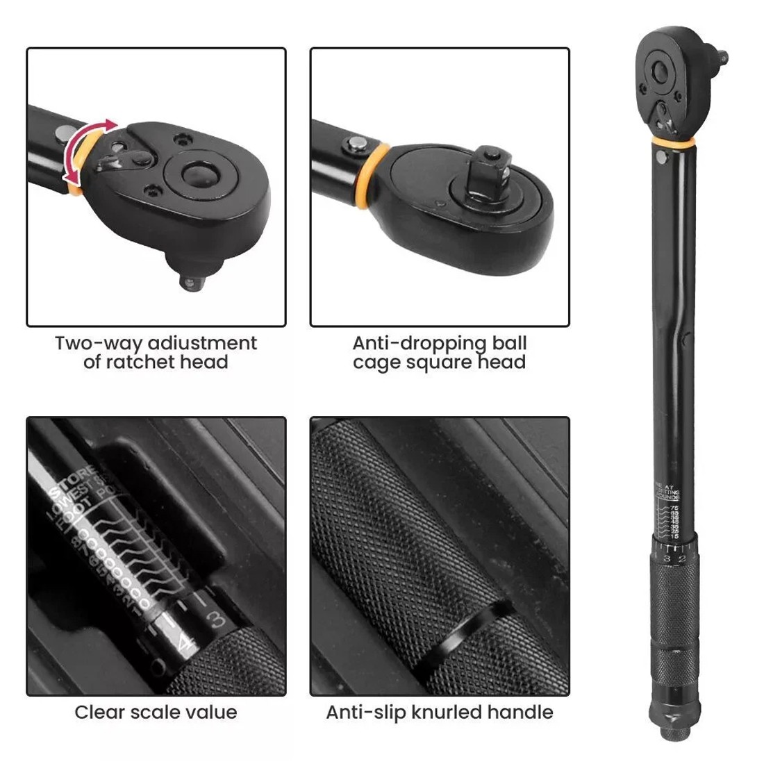 3-in-1 Square Drive Torque Wrench Ratchet 13.6-108.5Nm 10-80 Ft-Lb — image 2