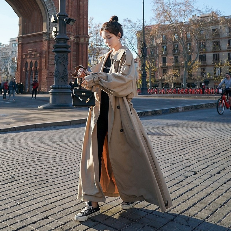 Fashion Long Waist Wrapped Trench Coat