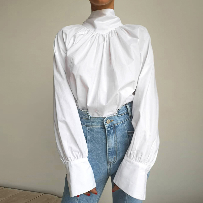 Title 3, Women Bow Tie Shirt French High Collar