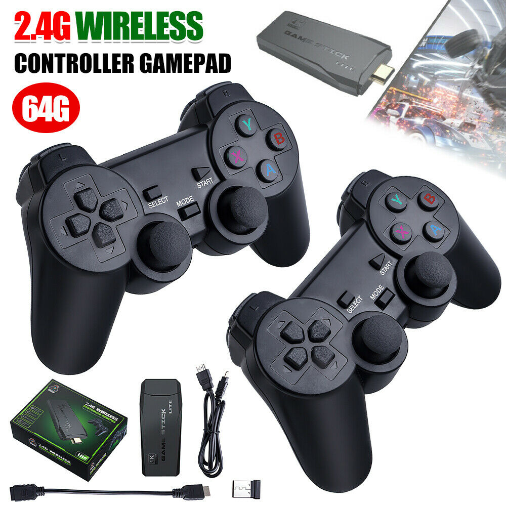4K TV Video Game Stick Retro Gaming Console W& 2 Wireless Controller