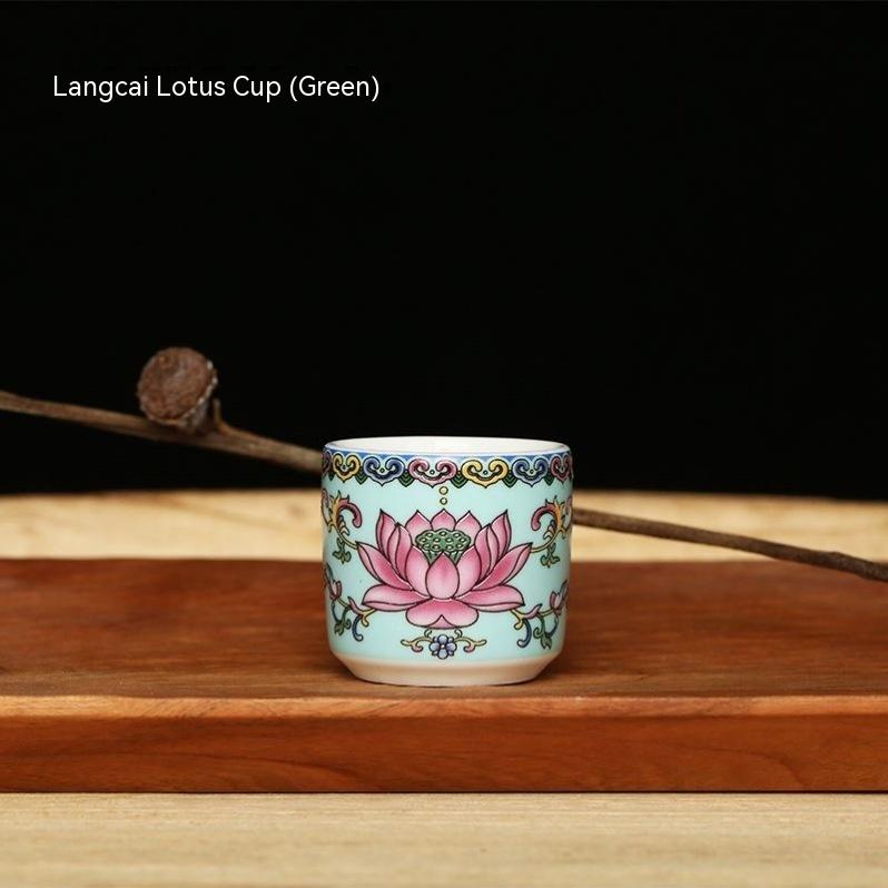 Cyan Enamel Lotus Small Cup