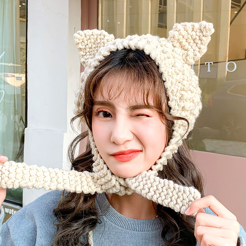 Women's Cute Knitted Cat Ears Knitted Wool Hat