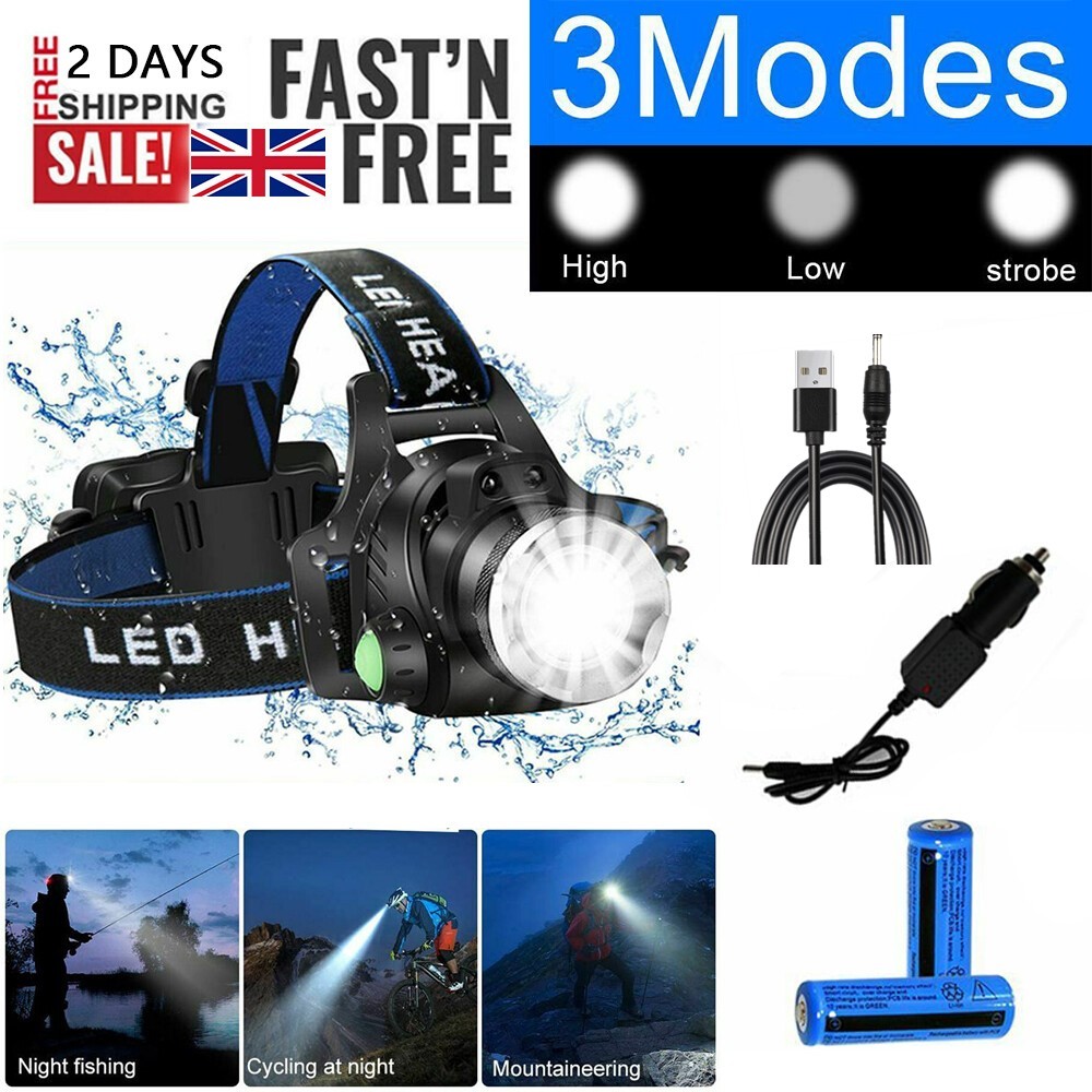 99000000LM Powerful Headlamp LED Head Torch USB Rechargeable Headlight Lamp — image 5