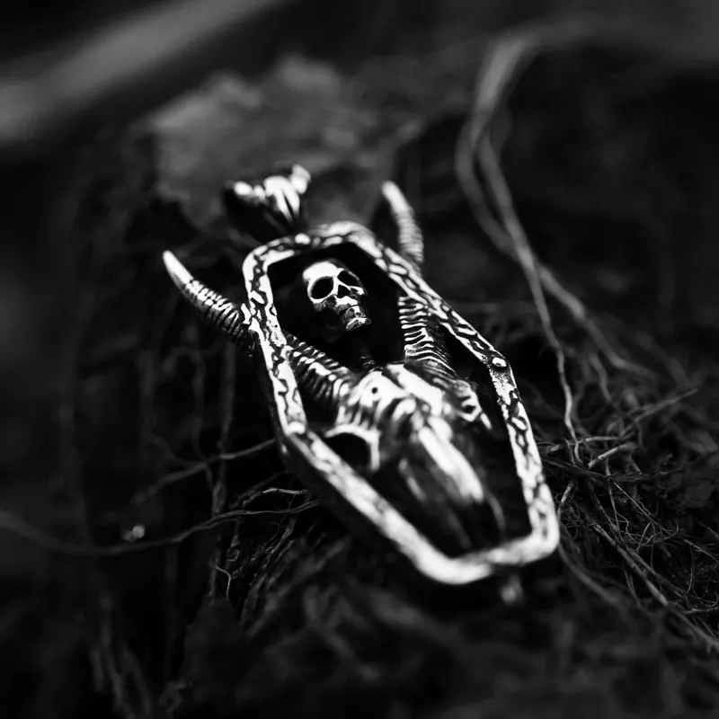Stainless Steel Sheep Head Skull Pendant Punk - Silver