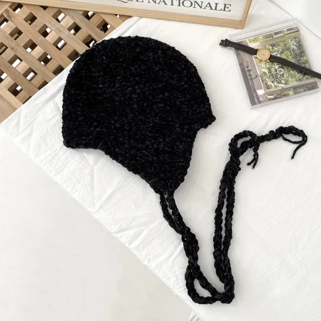 Knitted Women's Chenille Handmade Wool Design Retro Black - Shop at LoveMi